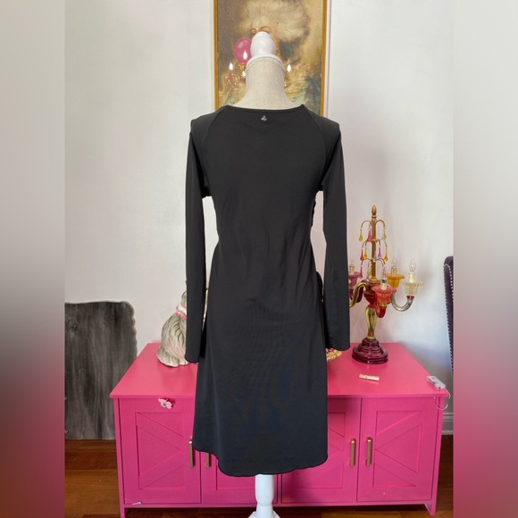 PRANA TALLY DRESS BLACK SIZE LARGE SOFT STRETCHY FAUX WRAP BUST - Picture 4 of 8